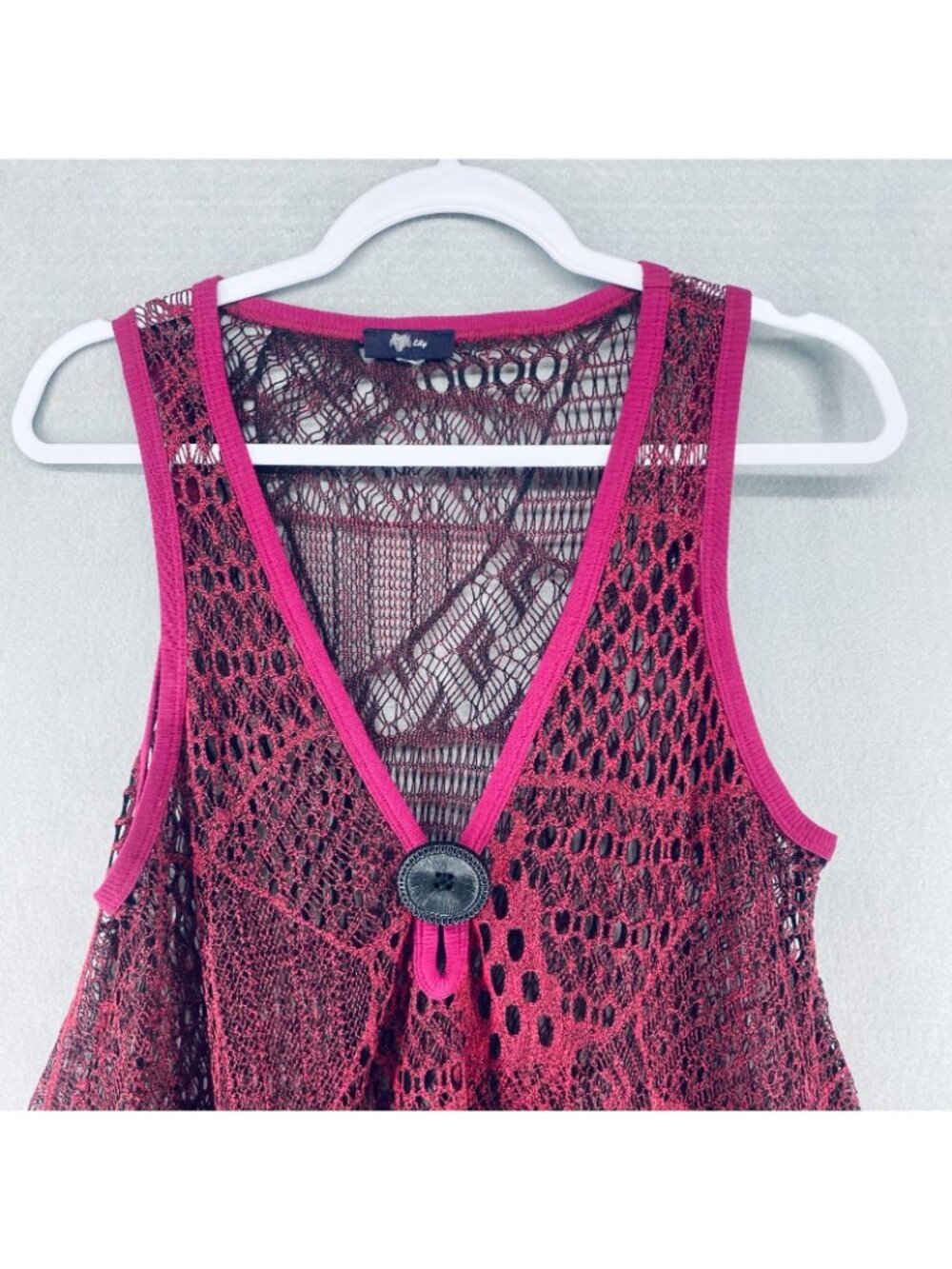 Womens Fairycore Lace Top Small Purple Stretch Crochet Knit Babydoll - Picture 5 of 11